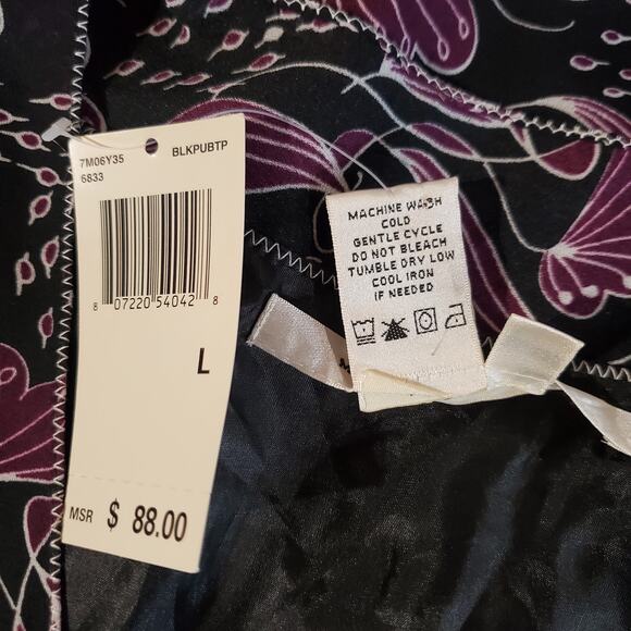 Vtg 90s Y2K NWT Max Studio Sheer Floral Babydoll Tie Top Size L Whimsigoth Fairy - Picture 9 of 11